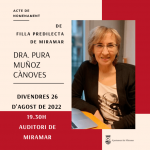 Miramar acollirà a Pura Muñoz en un gran acte de nomenament de Filla Predilecta – Ajuntament de Miramar